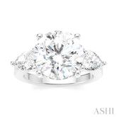 1 1/10 Ctw Tri-Mount Circular Shape Center Pear and Round Cut Diamond Semi-Mount Engagement Ring in 14K White Gold